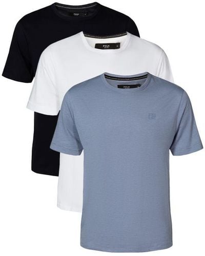 French Connection 3 Pack Cotton Blend T-Shirts - Blue
