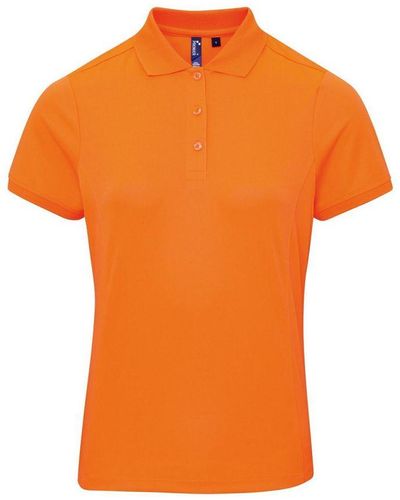 PREMIER Ladies Coolchecker Pique Polo Shirt (Neon) - Orange