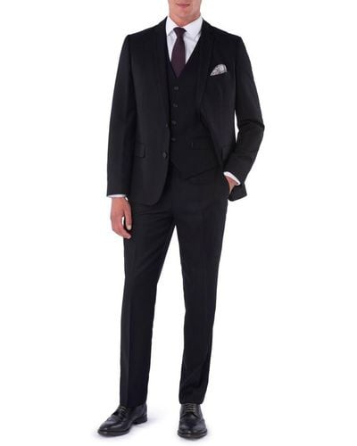 Harry Brown London Harry London Caleb Three Piece Slim Fit Suit Viscose - Black