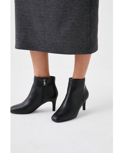Wallis Andi Almond Toe Medium Stiletto Heel Shoe Boots - Black