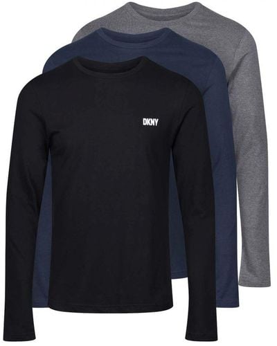 DKNY Long Sleeve 3 Pack T-Shirt - Blue