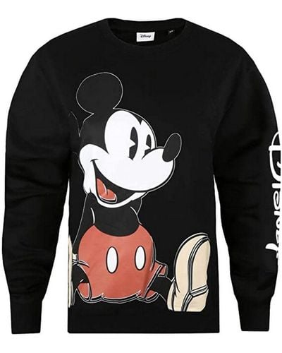 Disney Ladies Mickey Mouse Sitting Sweatshirt (//) - Black