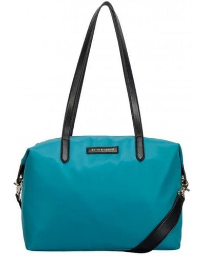 Smith & Canova Nylon Zip Top Tote Bag - Blue