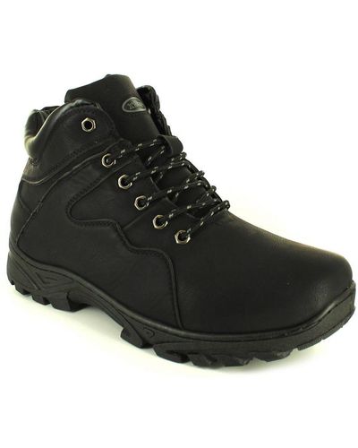X-hiking Walking Boots Clarmt Lace Up Pu - Black