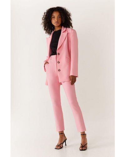 Warehouse Tailored Skinny Split Front Trouser - Pink