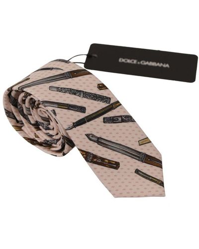 Dolce & Gabbana Dots Print Silk Accessory Tie - Pink
