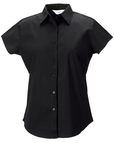 Russell Russell Collectie Dames/handdoek Damesmuts Easy Care Gevoelig Overhemd (zwart)