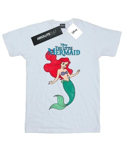 Disney Ladies The Little Mermaid Line Ariel Cotton Boyfriend T-Shirt () - White