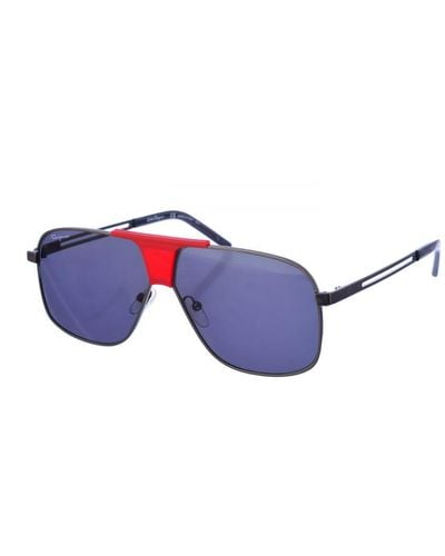 Ferragamo Metal Sunglasses With Aviator Shape Sf292S For - Blue