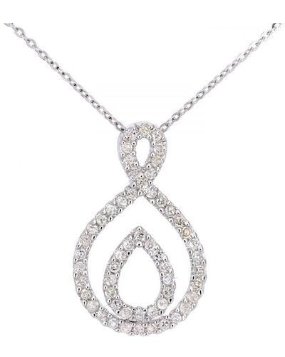 DIAMANT L'ÉTERNEL 9ct Witgouden Diamanten Twist-teardrop-ontwerp Hangerketting Met Een Lengte Van 46 Cm - Metallic