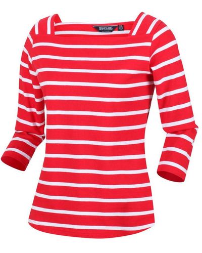 Regatta Ladies Polexia Stripe T-Shirt (True/) - Red