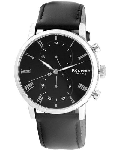 Rudiger R2300-04-007 Bavaria Luminous Black Dial Leather Watch