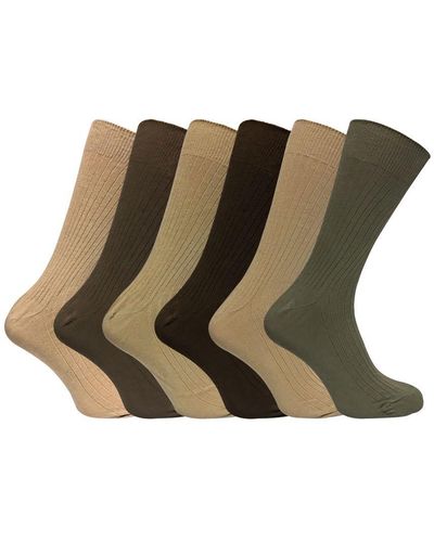 Sock Snob 6 Pack Soft 100% Cotton Breathable Coloured Ribbed Dress Socks - Green