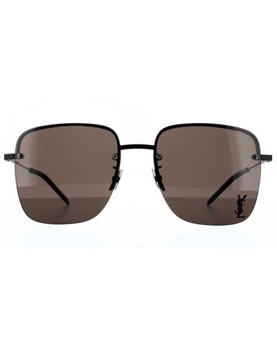 Saint Laurent Square Sunglasses Metal - Brown
