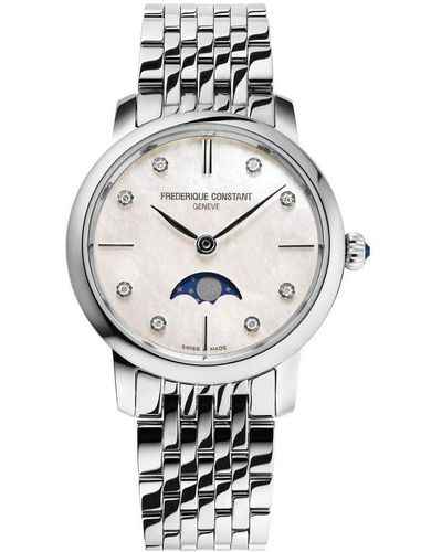 Frederique Constant Frédérique Slimline Moonphase Watch Fc-206Mpwd1S6B Stainless Steel (Archived) - Metallic