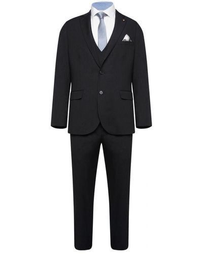 Harry Brown London Harry London Three Piece Slim Fit Wool Suit - Black