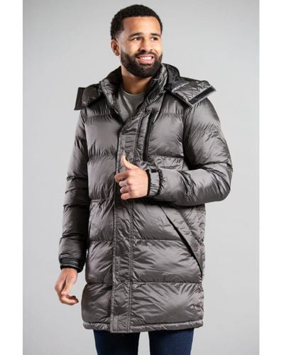 French Connection Hooded Padded High Shine Puffer Jacket - Grey