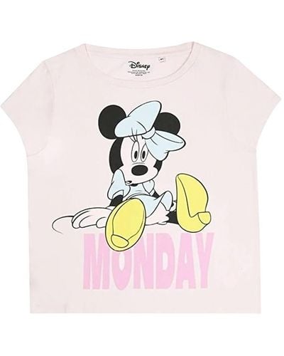 Disney Ladies Monday Minnie Mouse Long Pyjama Set (//) Cotton - Pink