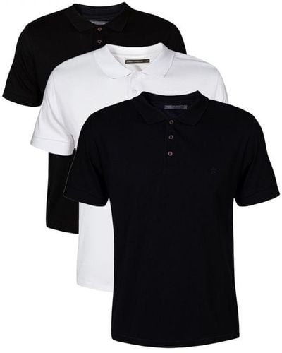 French Connection Black 3 Pack Cotton Blend Polo Shirts