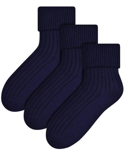 Steve Madden 3 Pairs Wool Bed Socks - Blue