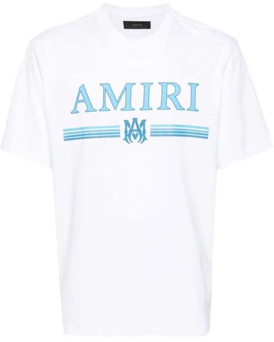 Amiri Ma Bar Blauw Logo Bedrukt T-shirt In Wit