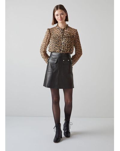 LK Bennett Anais Skirts, Leather - Black