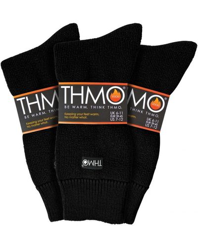 THMO 3 Pack Multipack Thick Winter Warm Socks With Comfort Top - Black