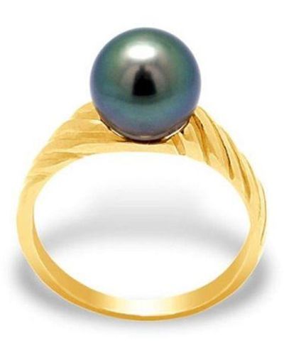 Blue Pearls Pearls Tahitian Pearl Bangle Ring And 375/1000 - Metallic