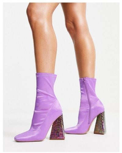 ASOS Edison Triangular Heel Sock Boots - Purple