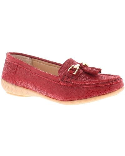Love Leather Shoes Flat Tahiti Slip On Leather (Archived) - Red