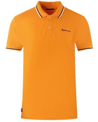 Aquascutum Twin Tipped Collar Brand Logo Orange Polo Shirt - Oranje