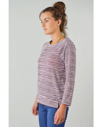 Marks & Spencer Wavy Striped Boat Neck Top - Red