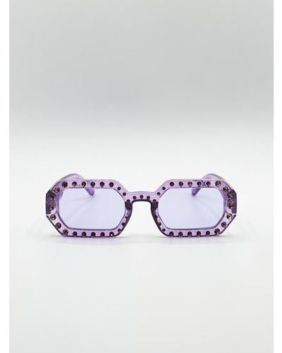 SVNX Oval Festival Glasses With Gem Detail - Purple