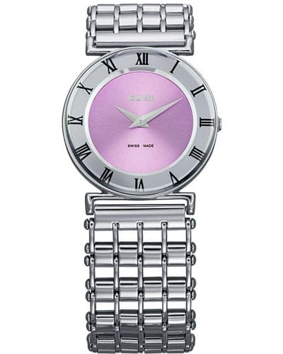 JOWISSA Roma Pastell Stainless Steel Dial Roman Numeral Watch - Purple