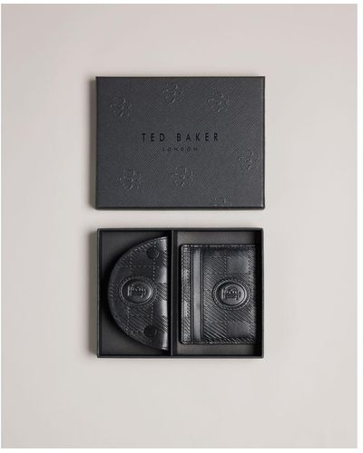 Ted Baker Sharet Leather Check Key And Cardholder - Black