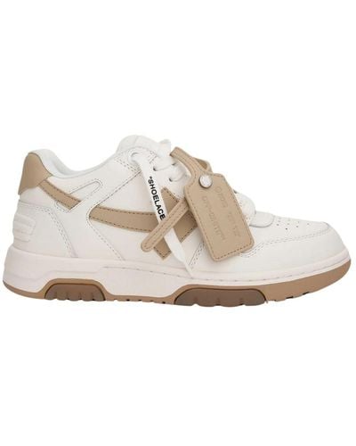 Off-White c/o Virgil Abloh Off- Out Of Office Low Top Sand Leather Trainers - White