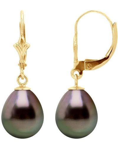 Diadema Drop Earrings Tahitian Parels 9-10 Mm Pears Yellow Gold - Metallic