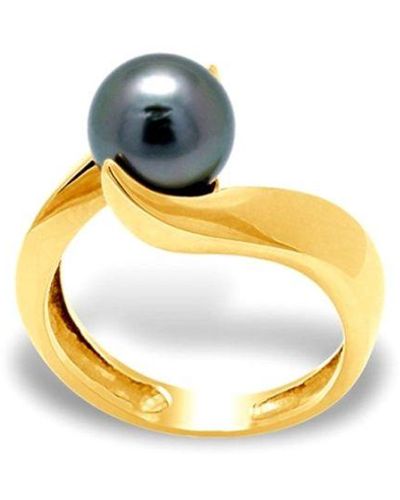 Blue Pearls 375/1000 Geelgouden Ring Met Zwarte Tahitiaanse Parel - Metallic