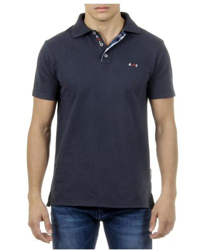 Andrew Charles by Andy Hilfiger Andrew Charles Mannen Polo Hals Collar Contrast Slim Fit Marine - Blauw