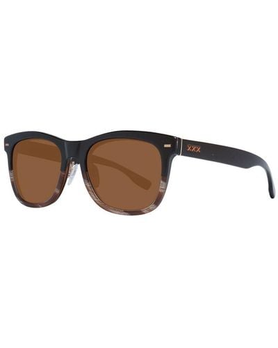 Zegna Trapezium Sunglasses With Frames - Brown