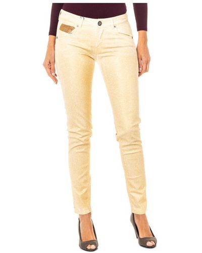 La Martina Shiny Effect Stretch Trousers With Skinny-Cut Hems Hwt012 - Natural