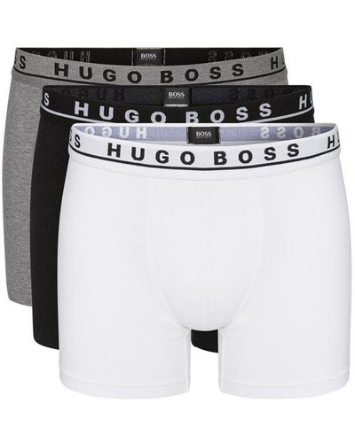BOSS Hugo 3 Pack Stretch Cotton Boxer Trunks - White