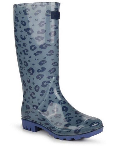 Regatta Wenlock Animal Print Wellington Boots - Blue