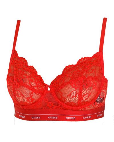 Guess Womenss Lace Bra With Underwire And Elastic Sides O0Bc15Pz01C - Red