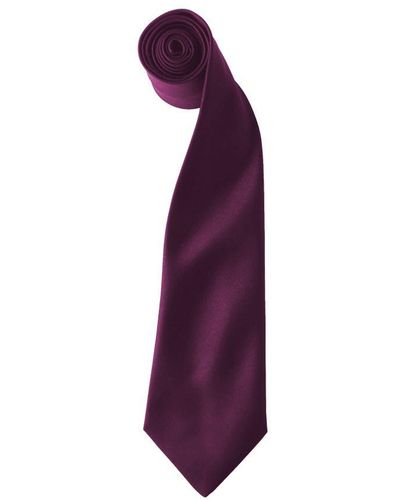 PREMIER Colours Satin Clip Tie (Pack Of 2) (Aubergine) - Purple