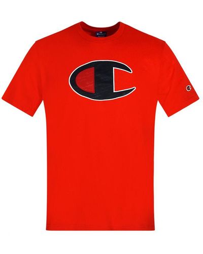 Champion Rood T-shirt Met Groot C-logo