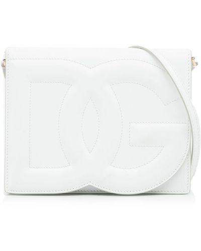 Dolce & Gabbana Vintage Dolce&gabbana Dg Logo Flap Crossbody Bag White Calf Leather