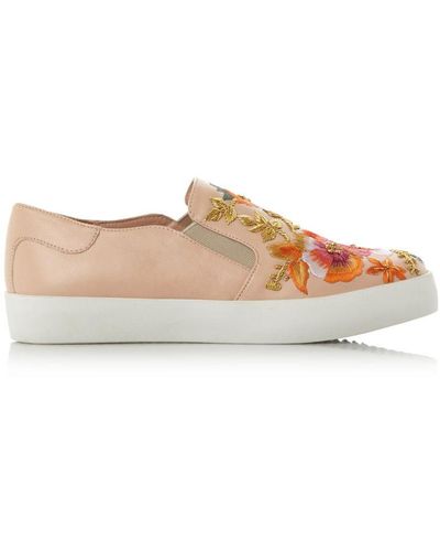 Dune Ladies Espyy Embroidered Slip On Shoes - Pink