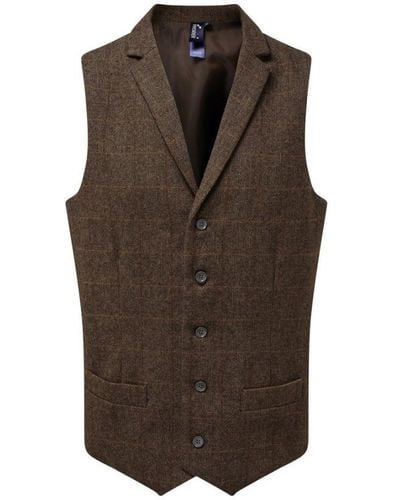 PREMIER Herringbone Waistcoat ( Check) - Brown