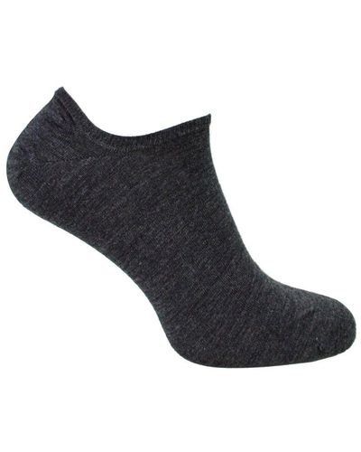 Steve Madden 1 Paar Merino Wol Onzichtbare Sokken - Warme Footsies Sokken - Houtskool - Zwart